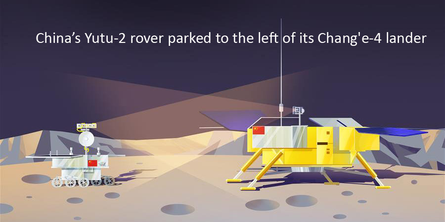 China’s Yutu-2 rover parked to the left of its Chang'e-4 lander