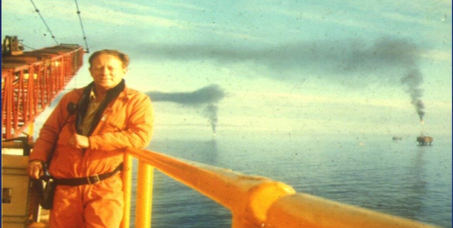 On Shell’s Brent Alpha oil platform, the North Sea, 1985